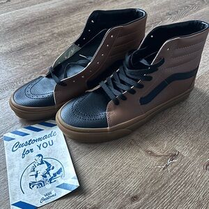 Vans Custom Black and Brown High-Top Sneakers